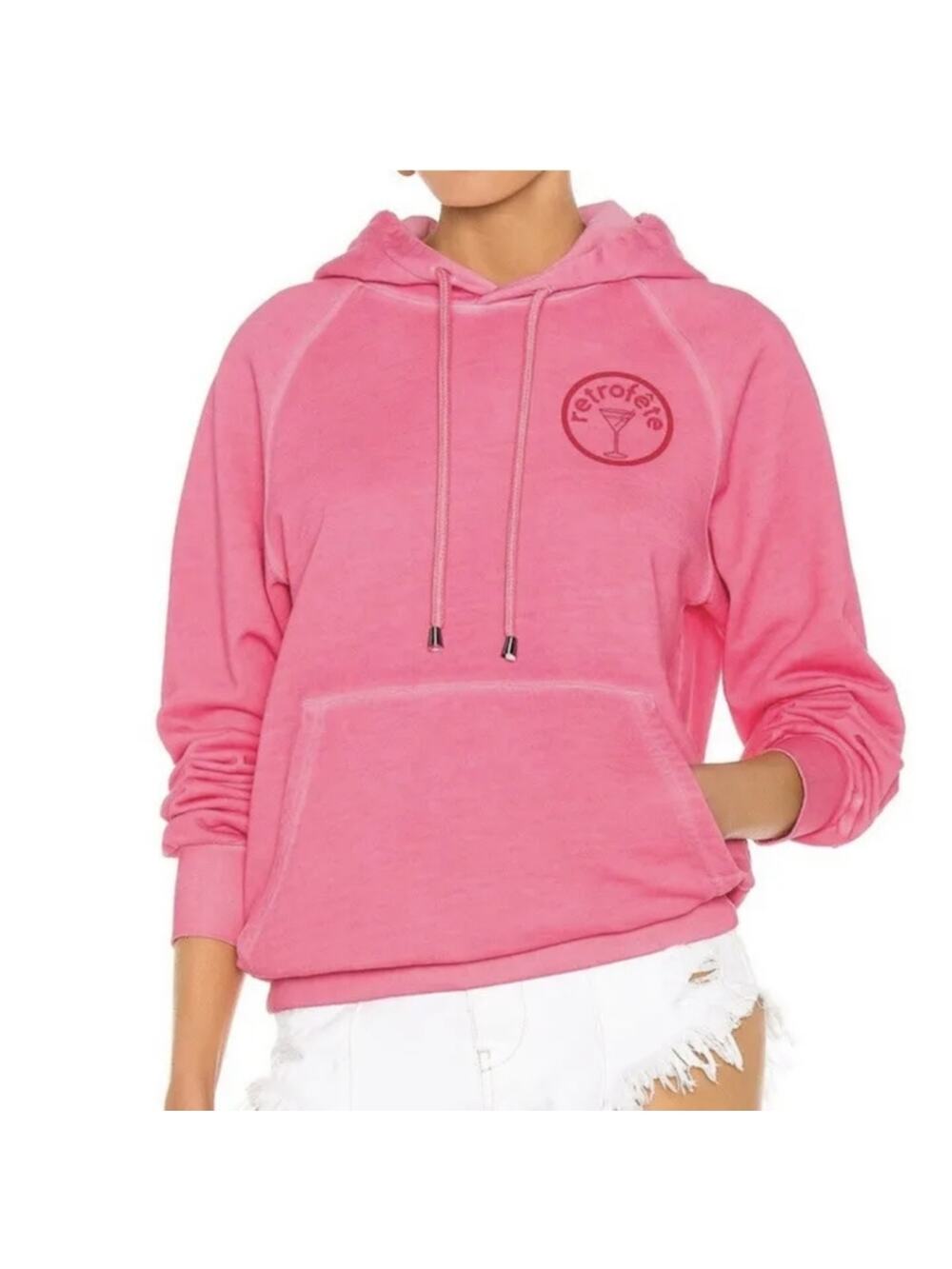Retrofete Vanessa Hoodie Size Small Hot Pink Logo NWT Oversized Fit Pocket